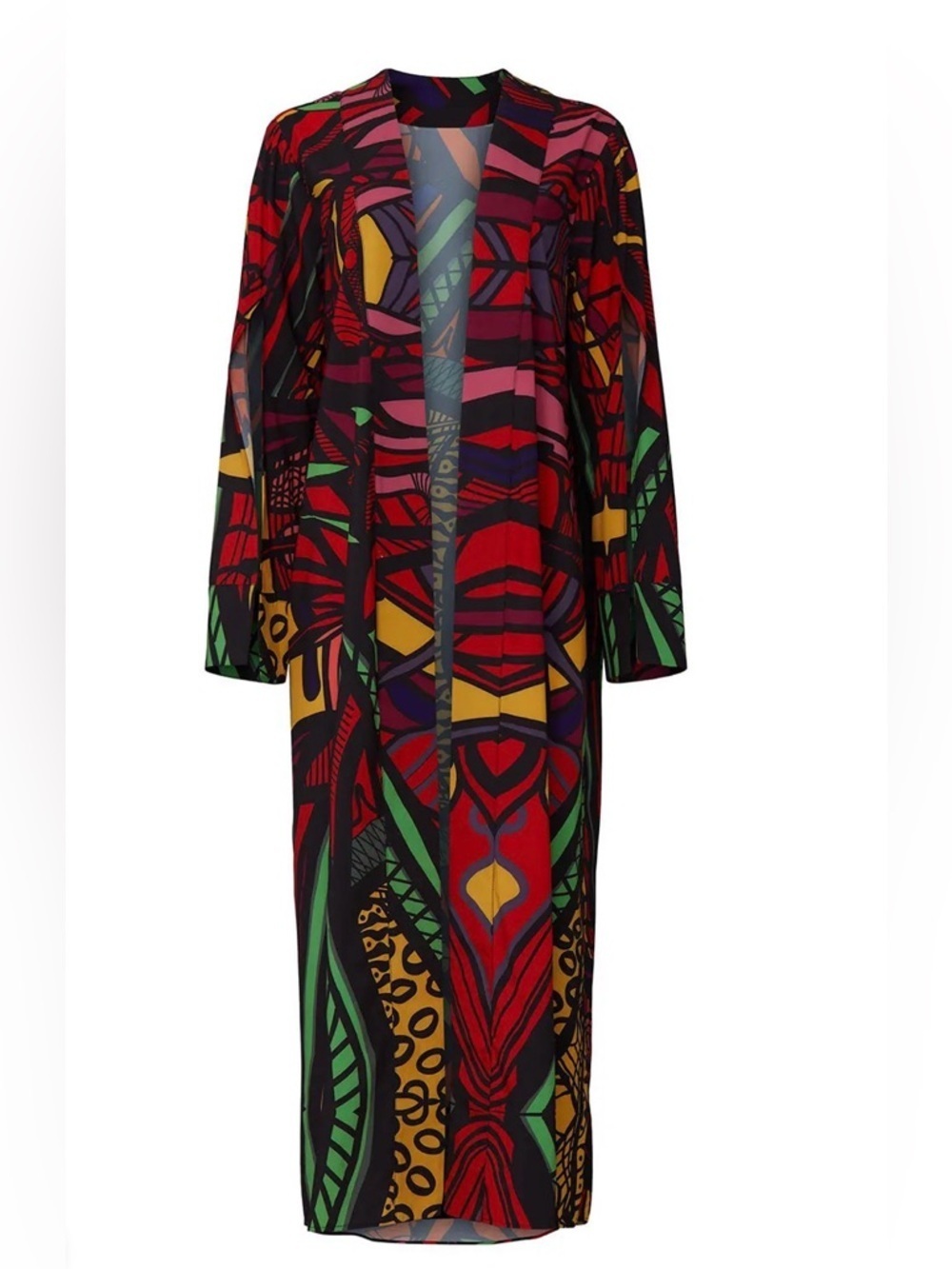 Kahindo Multi Print Kimono size L. Colorful Beach coverup - Picture 3 of 11